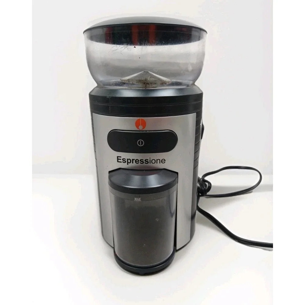 ESPRESSIONE PROFESSIONE CONICAL BURR COFFEE GRINDER BLACK/SiILVER MEC-5198 WORKS